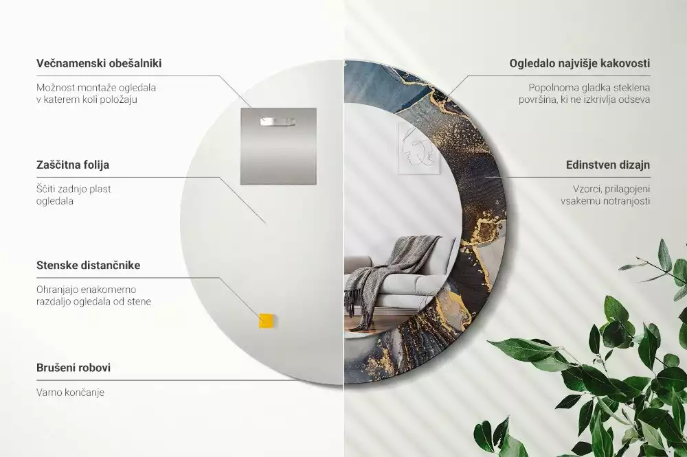 Lustro z drukowaną ramką w motywie abstrakcyjnych farb