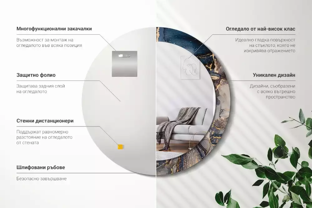 Lustro z drukowaną ramką w motywie abstrakcyjnych farb