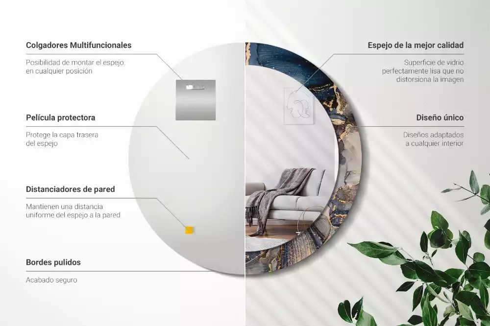 Lustro z drukowaną ramką w motywie abstrakcyjnych farb