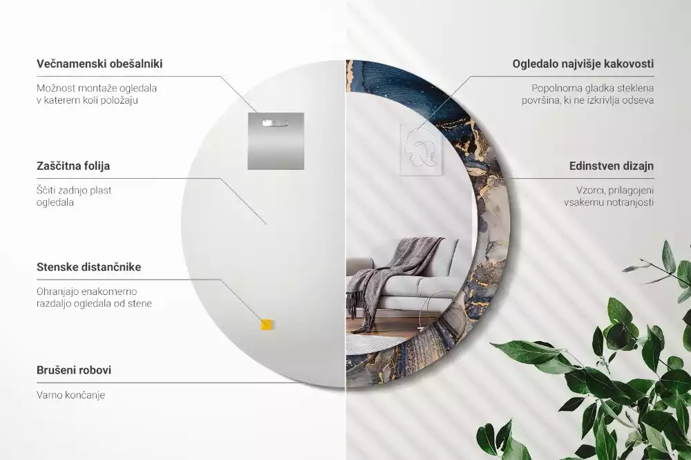 Lustro z drukowaną ramką w motywie abstrakcyjnych farb