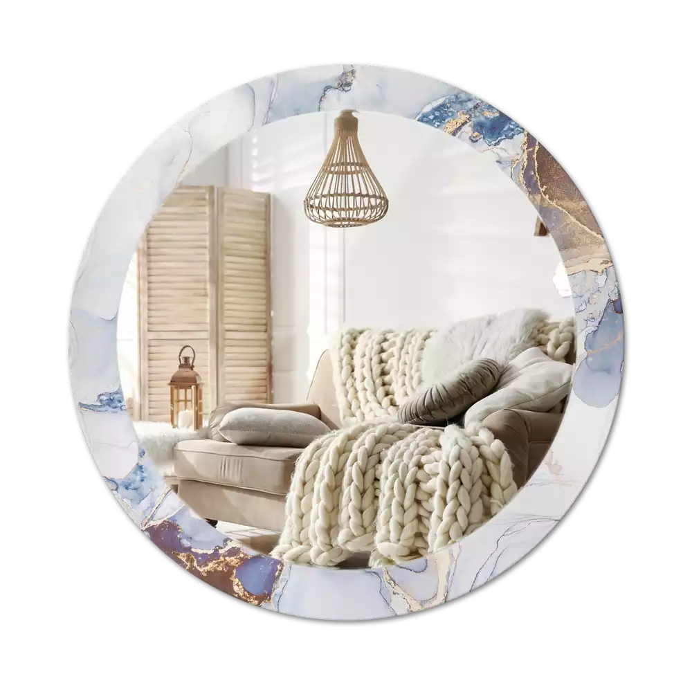 Lustro z okrągłą ramką z nadrukiem o motywie abstrakcyjnej sztuki