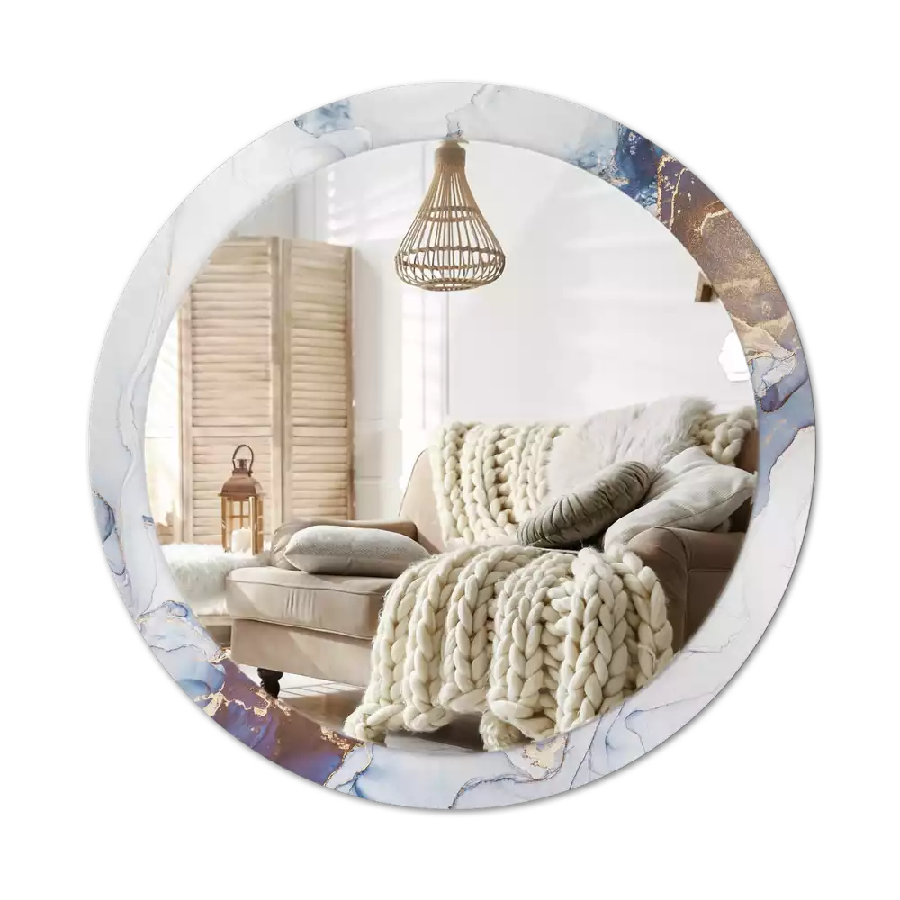 Lustro z okrągłą ramką z nadrukiem o motywie abstrakcyjnej sztuki