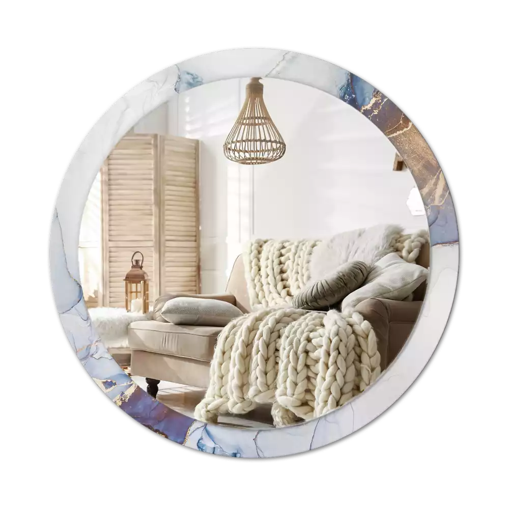 Lustro z okrągłą ramką z nadrukiem o motywie abstrakcyjnej sztuki