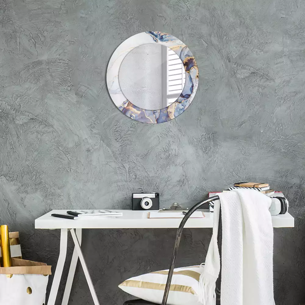 Lustro z okrągłą ramką z nadrukiem o motywie abstrakcyjnej sztuki