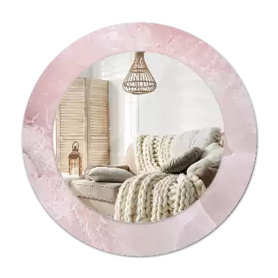 Lustro w ramce z nadrukiem w motywie różowego kamienia