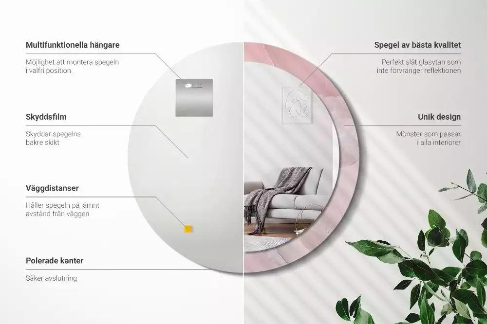 Lustro w ramce z nadrukiem w motywie różowego kamienia