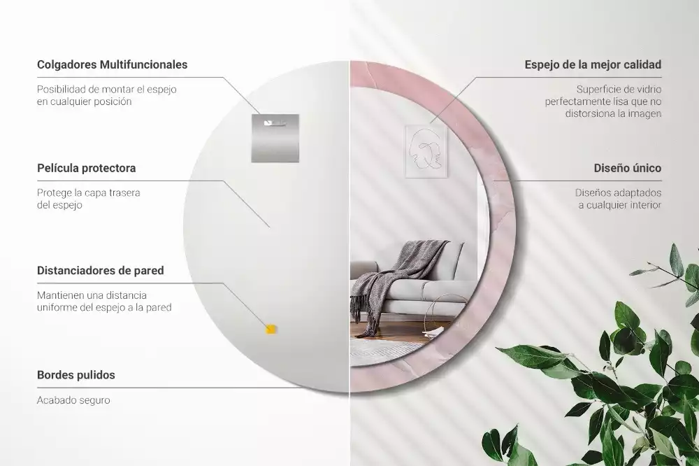 Lustro w ramce z nadrukiem w motywie różowego kamienia