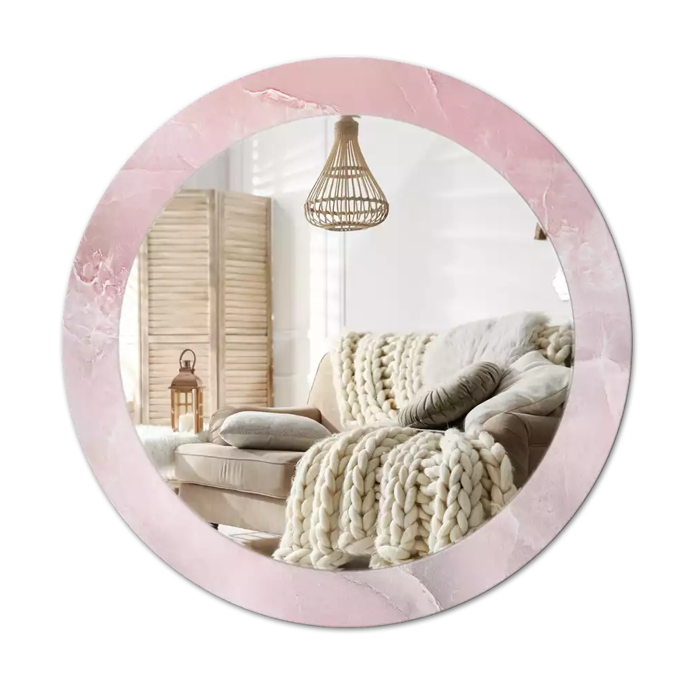 Lustro w ramce z nadrukiem w motywie różowego kamienia