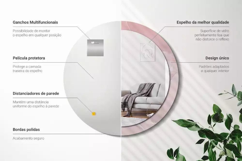 Lustro w ramce z nadrukiem w motywie różowego kamienia