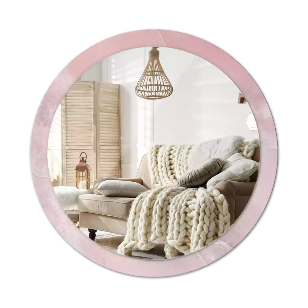 Lustro w ramce z nadrukiem w motywie różowego kamienia