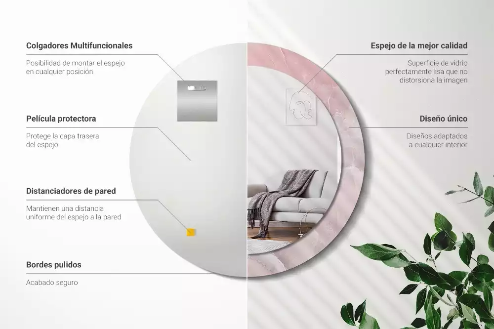 Lustro w ramce z nadrukiem w motywie różowego kamienia