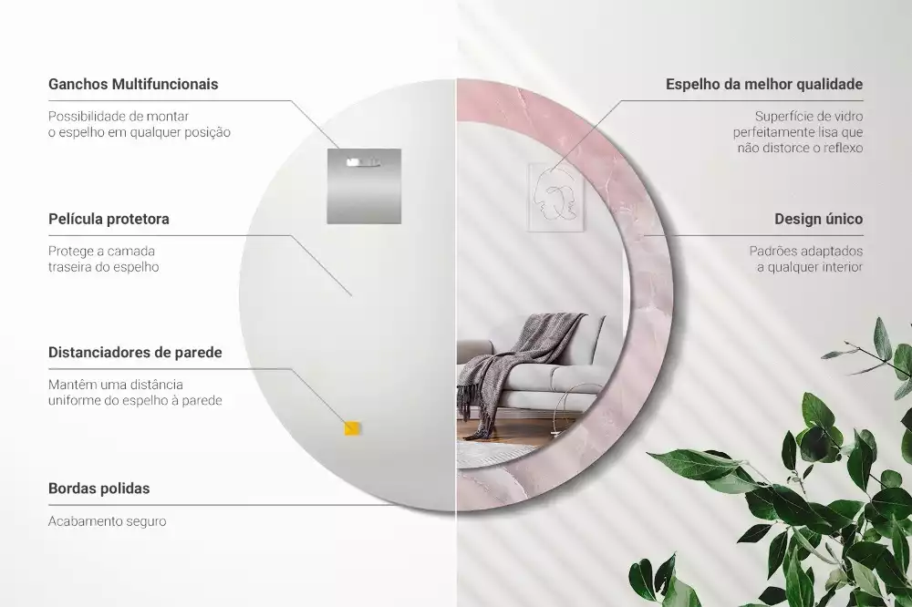 Lustro w ramce z nadrukiem w motywie różowego kamienia