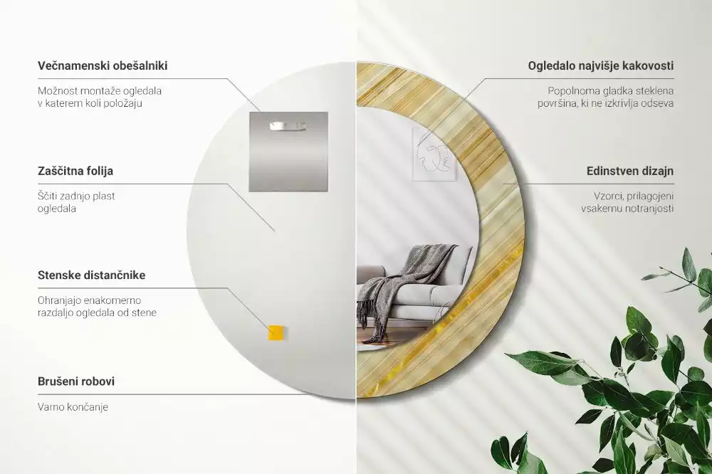 Lustro ścienne dekoracyjne z abstrakcyjnym wzorem