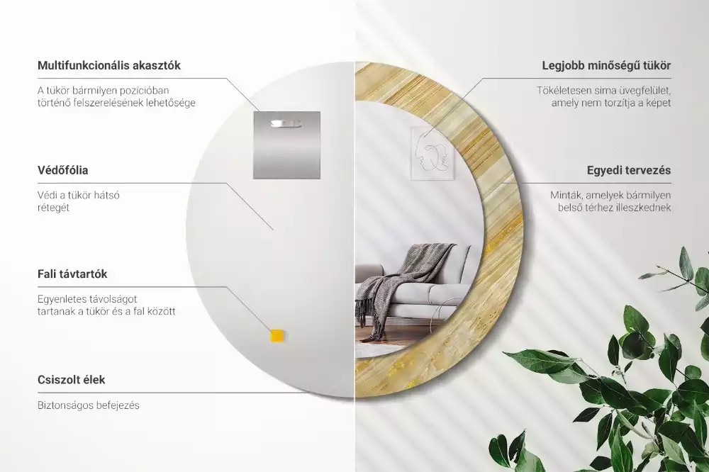 Lustro ścienne dekoracyjne z abstrakcyjnym wzorem