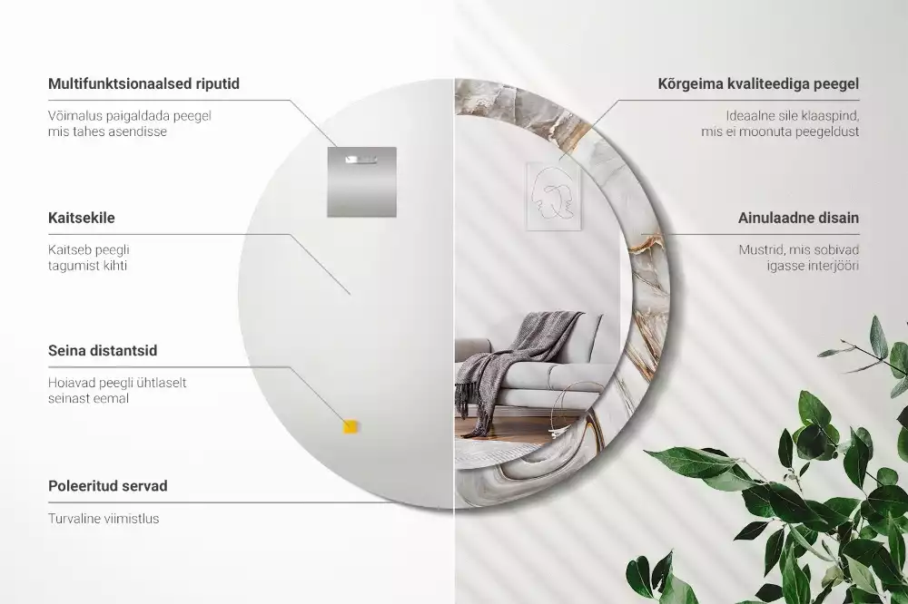 Lustro ścienne dekoracyjne w jasnym marmurowym wykończeniu