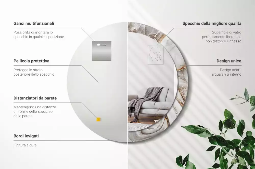 Lustro ścienne dekoracyjne w jasnym marmurowym wykończeniu