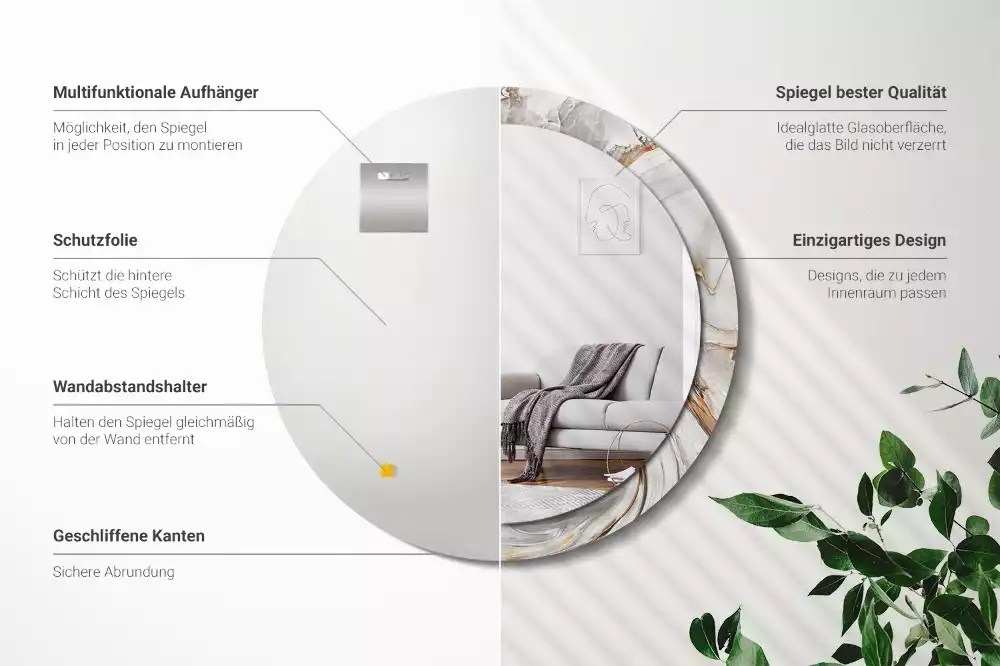 Lustro ścienne dekoracyjne w jasnym marmurowym wykończeniu