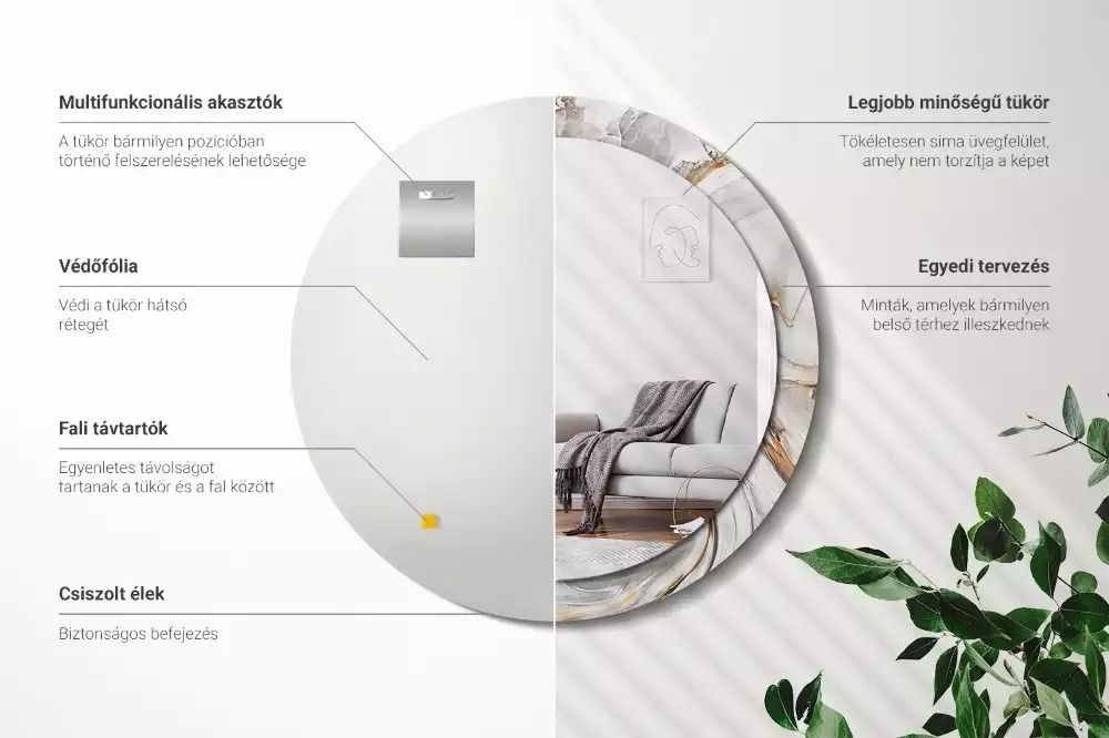 Lustro ścienne dekoracyjne w jasnym marmurowym wykończeniu