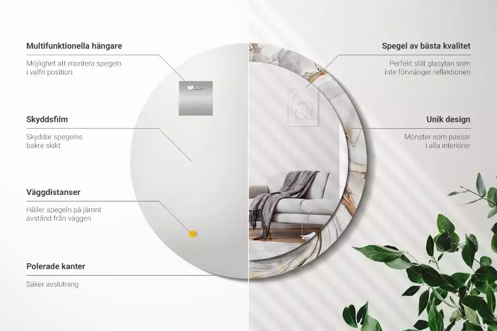 Lustro ścienne dekoracyjne w jasnym marmurowym wykończeniu