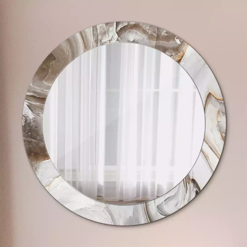 Lustro ścienne dekoracyjne w jasnym marmurowym wykończeniu