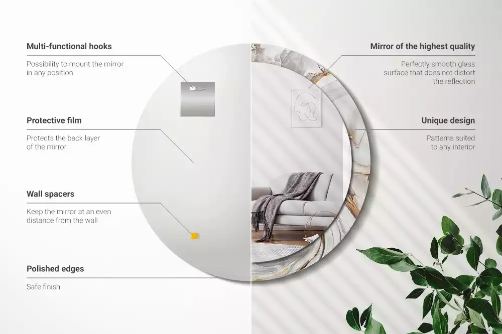 Lustro ścienne dekoracyjne w jasnym marmurowym wykończeniu