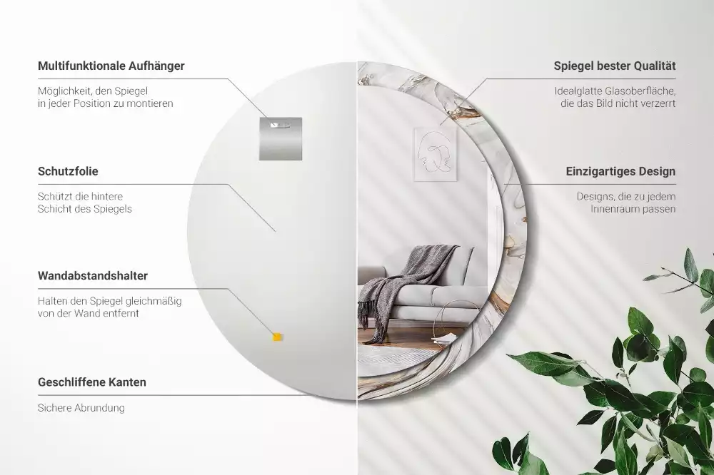 Lustro ścienne dekoracyjne w jasnym marmurowym wykończeniu