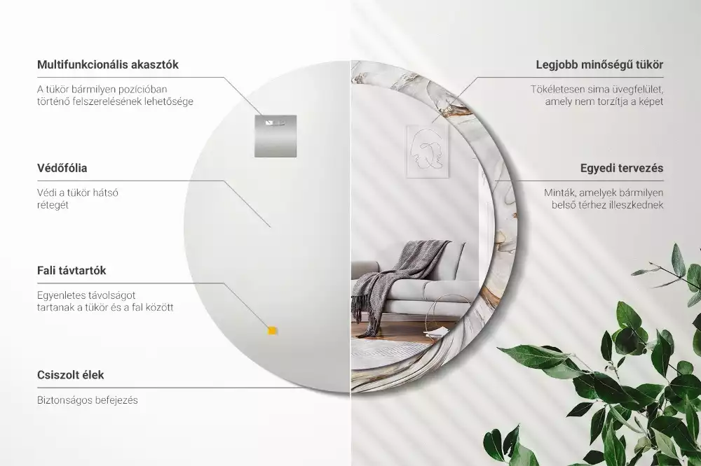 Lustro ścienne dekoracyjne w jasnym marmurowym wykończeniu