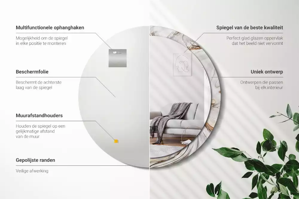 Lustro ścienne dekoracyjne w jasnym marmurowym wykończeniu