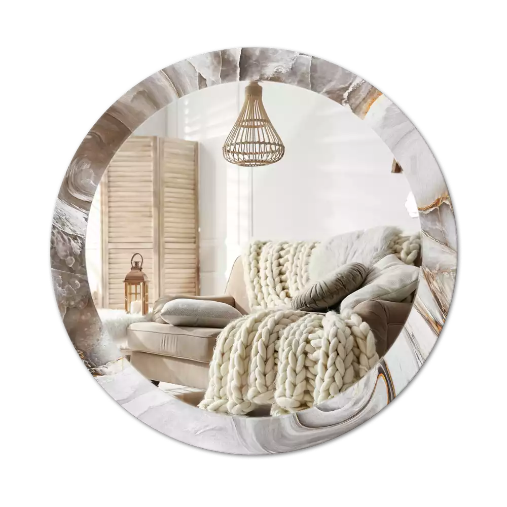 Lustro ścienne dekoracyjne w jasnym marmurowym wykończeniu