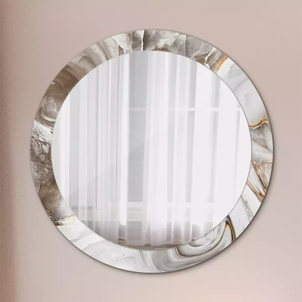 Lustro ścienne dekoracyjne w jasnym marmurowym wykończeniu