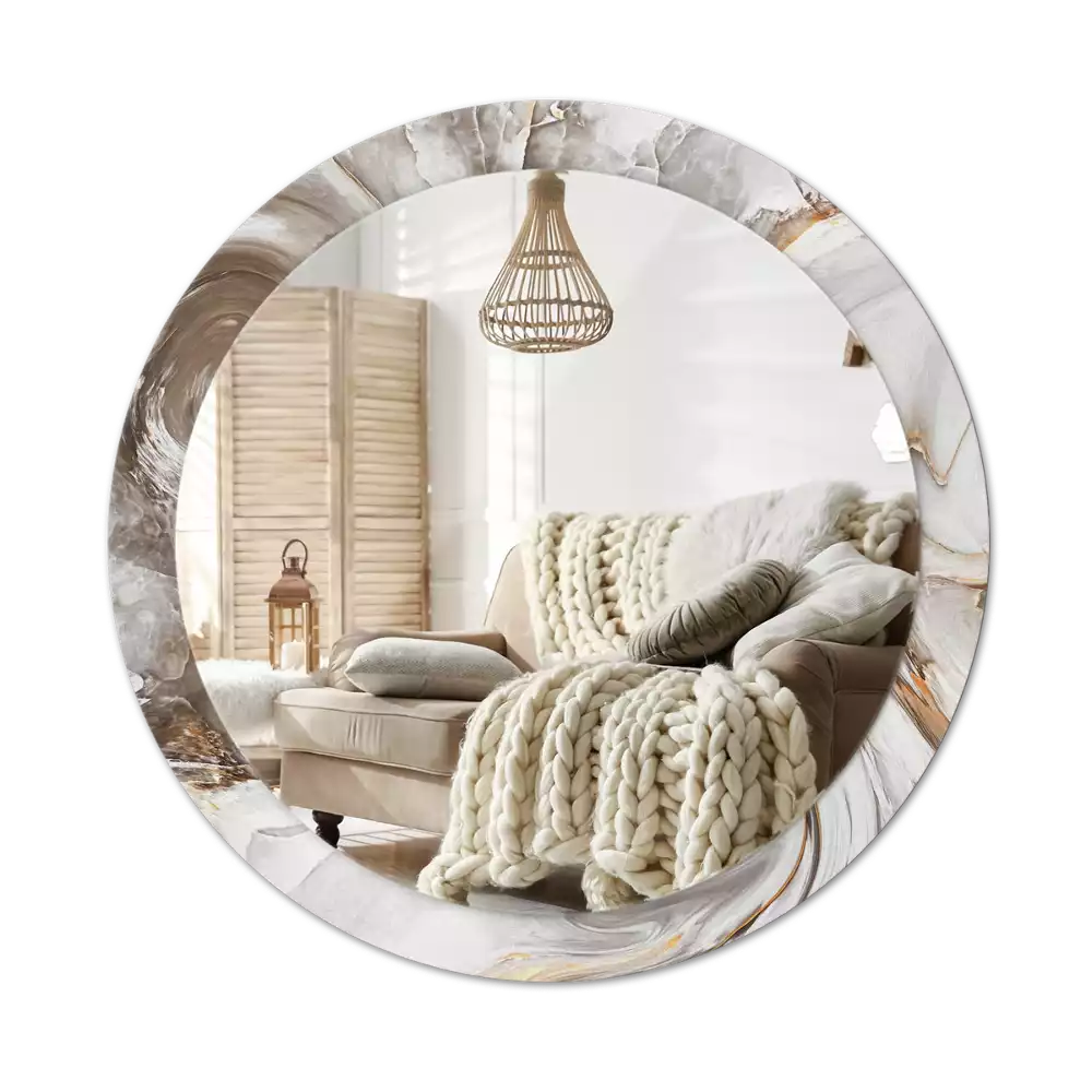 Lustro ścienne dekoracyjne w jasnym marmurowym wykończeniu