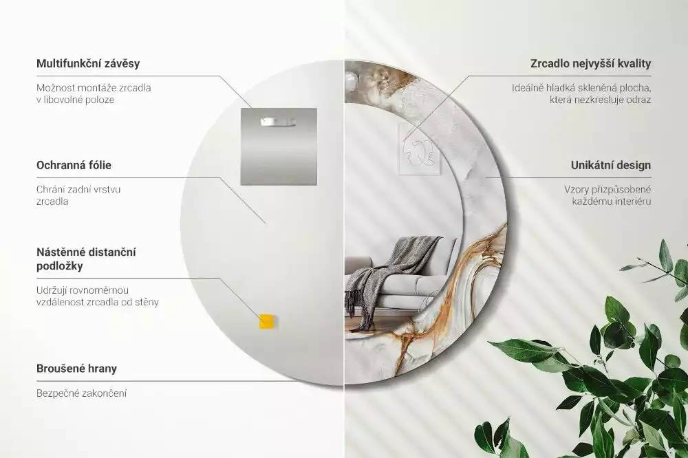 Lustro ścienne dekoracyjne w jasnym marmurowym wykończeniu