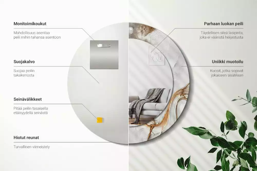 Lustro ścienne dekoracyjne w jasnym marmurowym wykończeniu