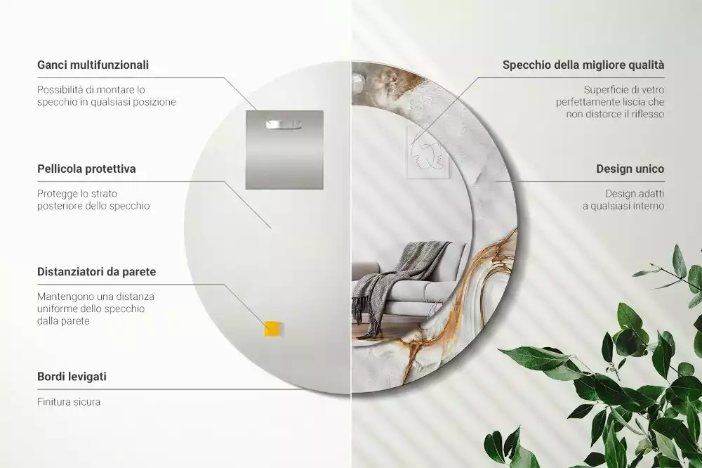 Lustro ścienne dekoracyjne w jasnym marmurowym wykończeniu