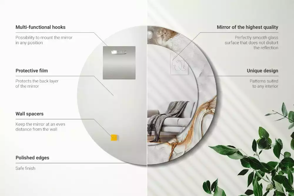 Lustro ścienne dekoracyjne w jasnym marmurowym wykończeniu