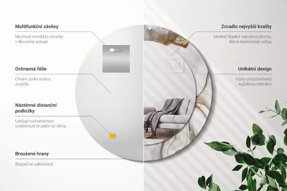 Lustro ścienne dekoracyjne w jasnym marmurowym wykończeniu