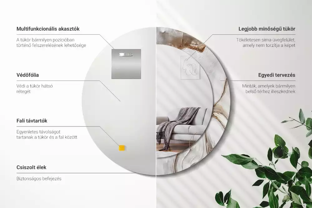 Lustro ścienne dekoracyjne w jasnym marmurowym wykończeniu