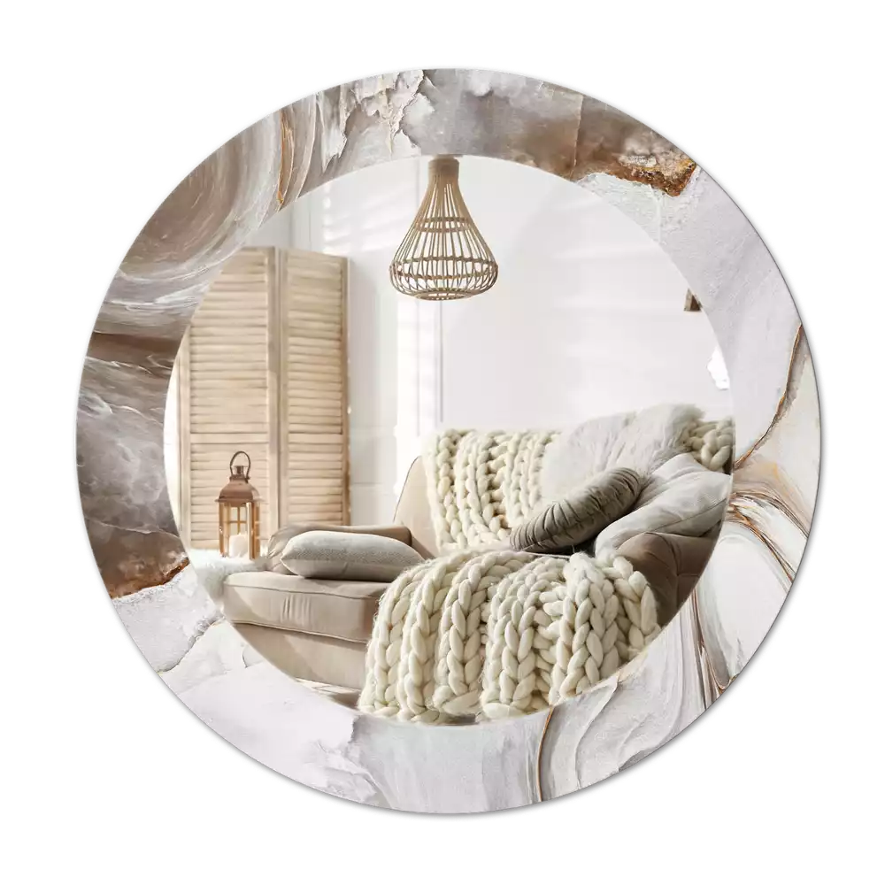 Lustro ścienne dekoracyjne w jasnym marmurowym wykończeniu