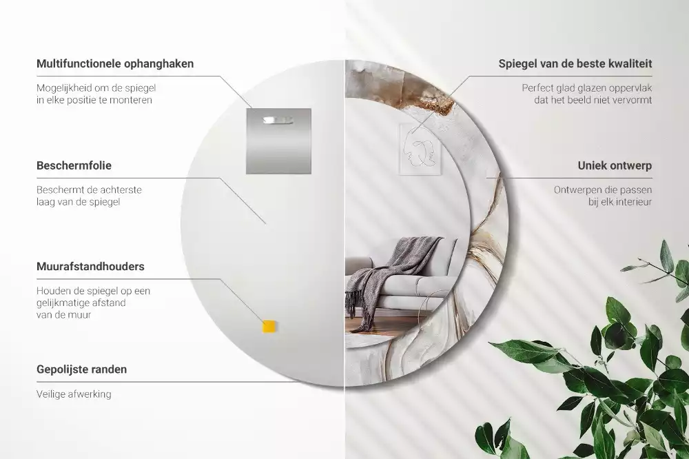 Lustro ścienne dekoracyjne w jasnym marmurowym wykończeniu