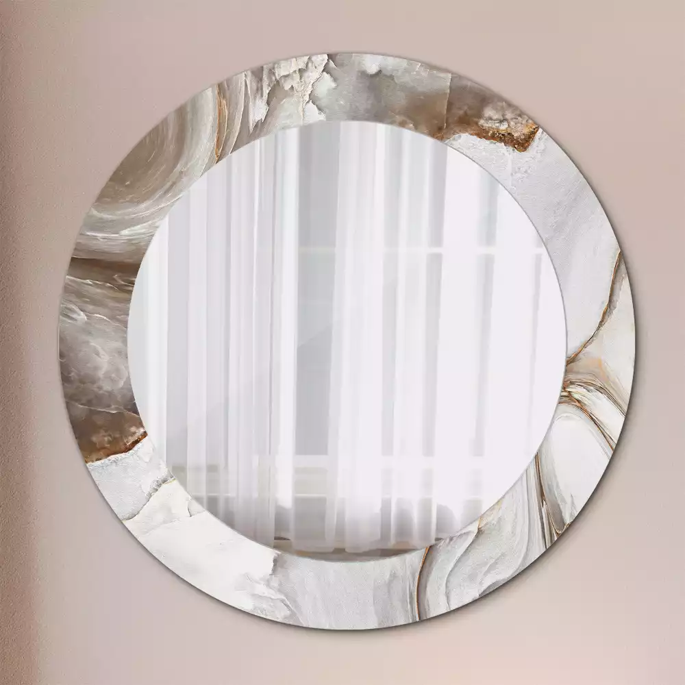 Lustro ścienne dekoracyjne w jasnym marmurowym wykończeniu