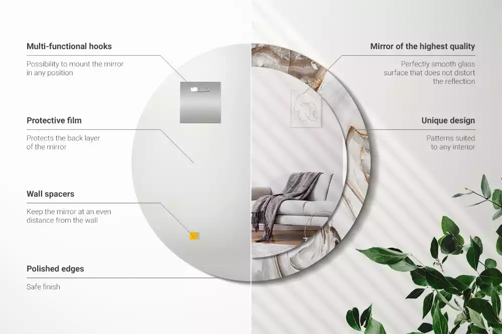 Lustro ścienne dekoracyjne w jasnym marmurowym wykończeniu