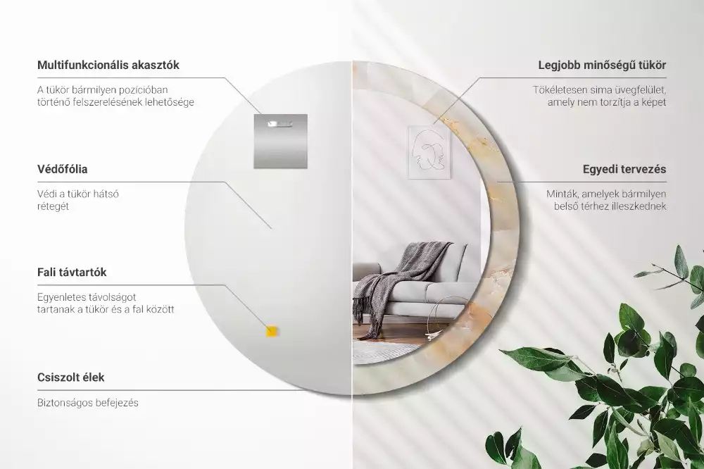 Lustro z drukowaną ramką w motywie marmuru onyks