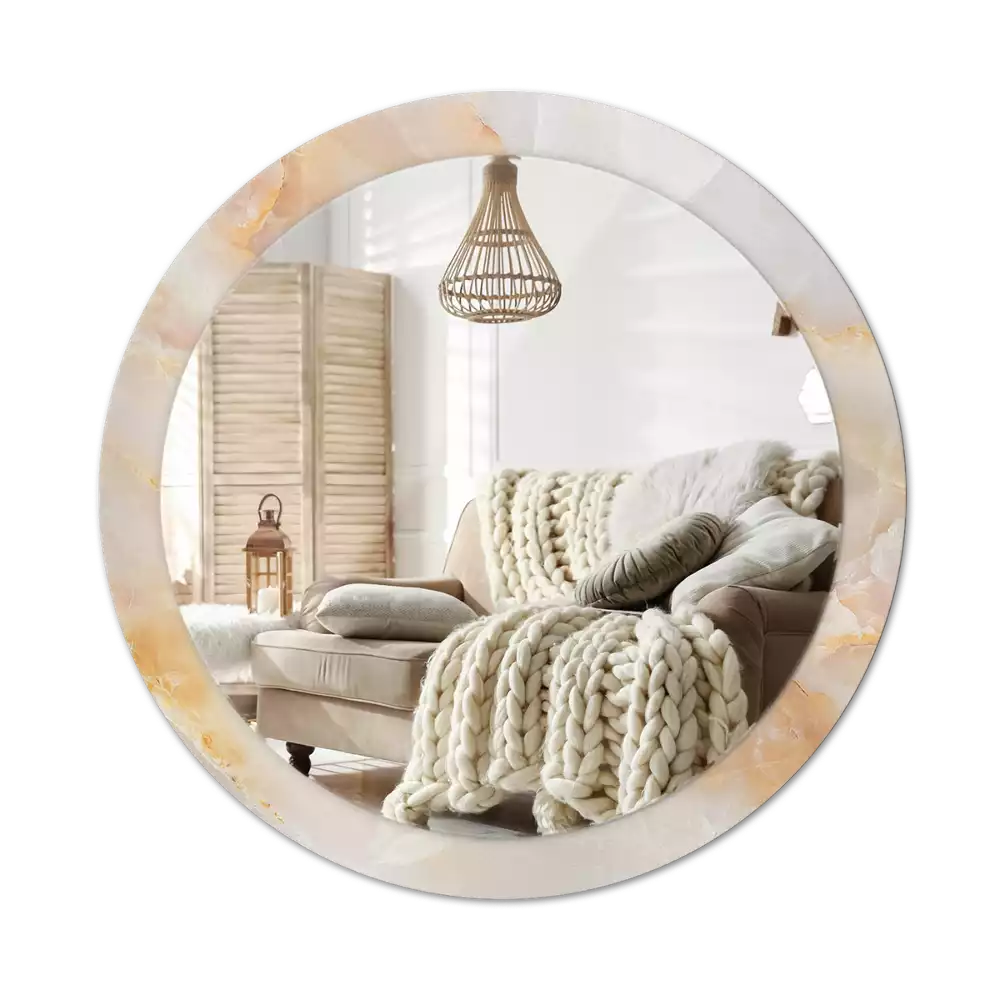 Lustro z drukowaną ramką w motywie marmuru onyks