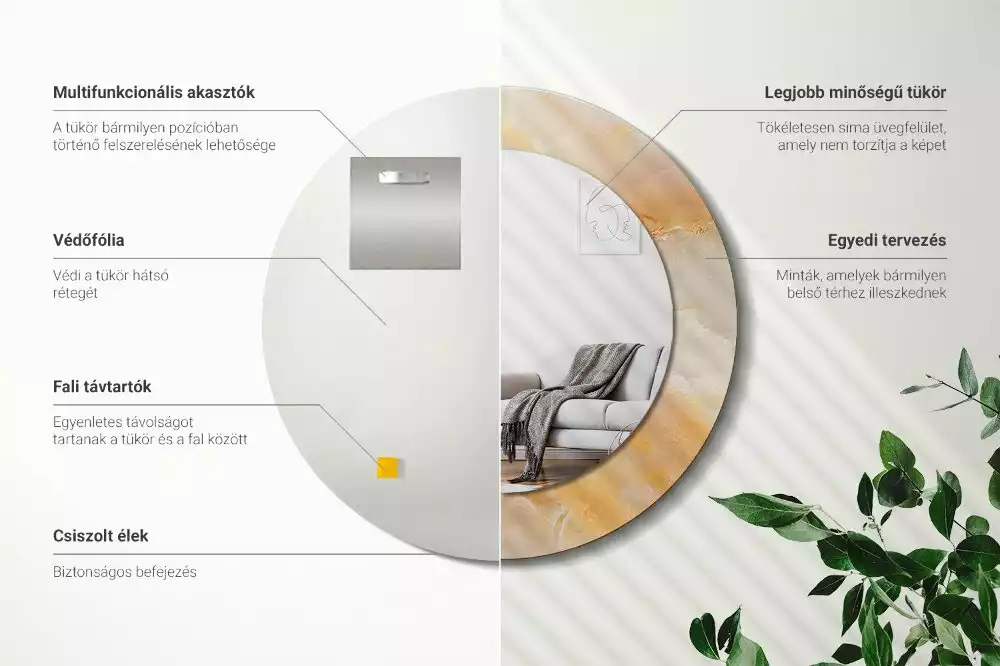 Lustro z drukowaną ramką w motywie marmuru onyks