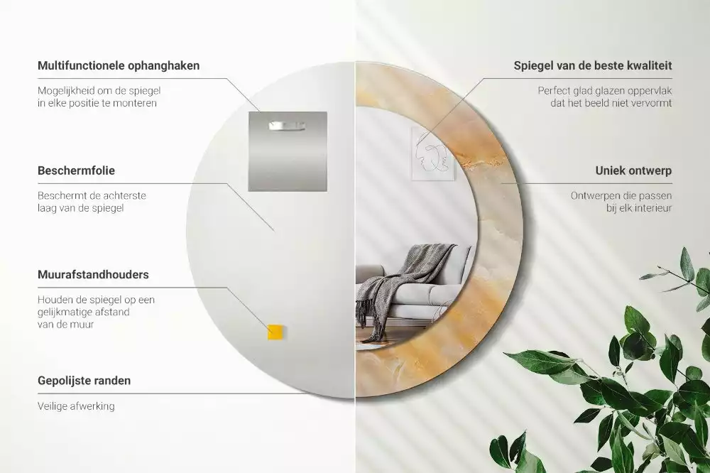 Lustro z drukowaną ramką w motywie marmuru onyks