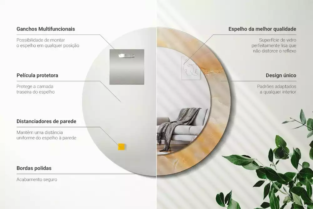 Lustro z drukowaną ramką w motywie marmuru onyks