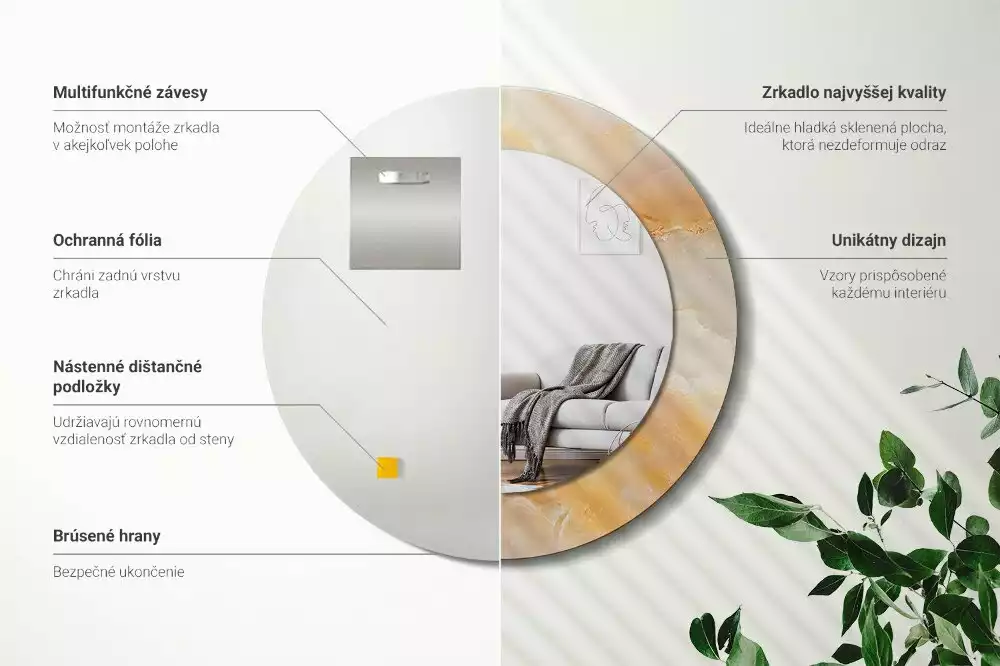 Lustro z drukowaną ramką w motywie marmuru onyks