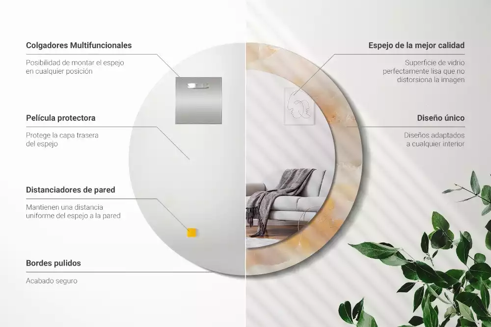 Lustro z drukowaną ramką w motywie marmuru onyks