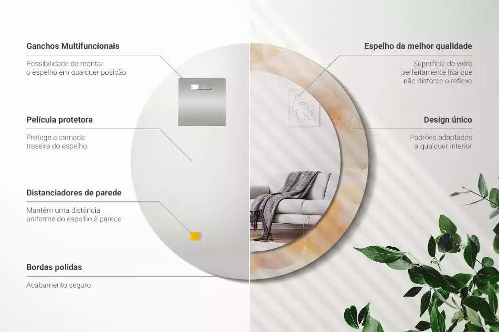 Lustro z drukowaną ramką w motywie marmuru onyks