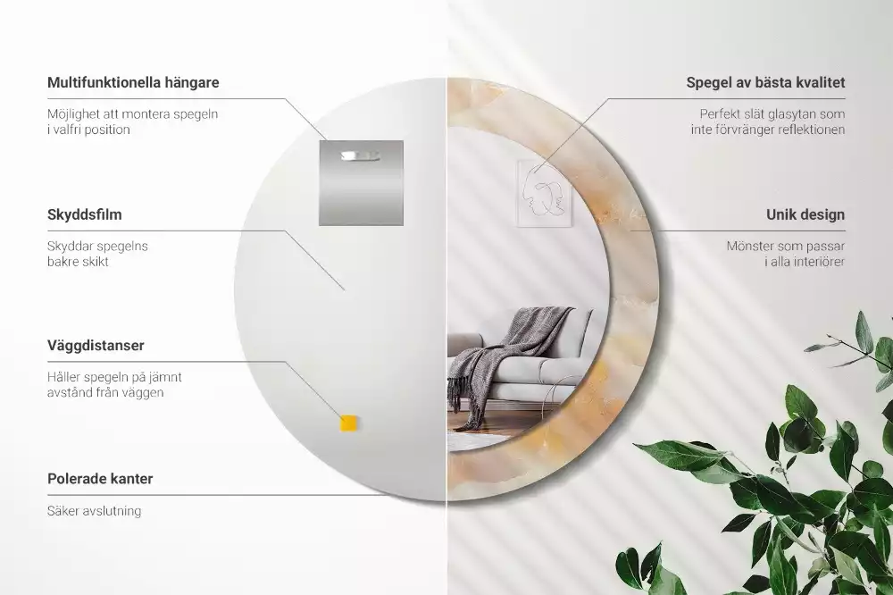 Lustro z drukowaną ramką w motywie marmuru onyks